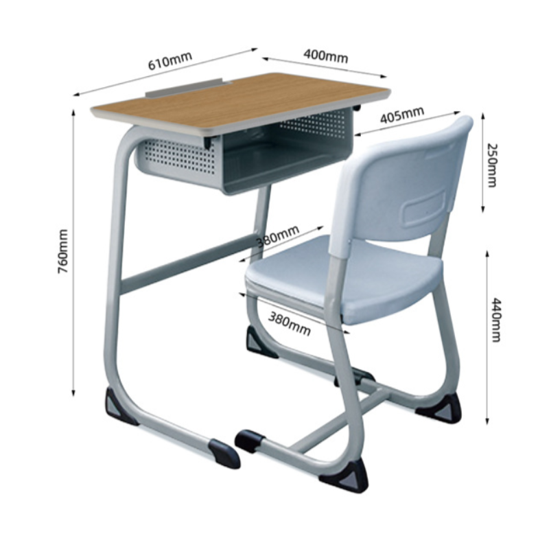 Multifunctional student single C-shaped thickened desk and chair