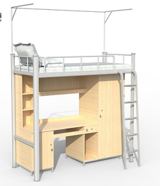 Customizable school bed and desk hanging ladder