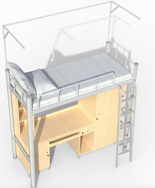Customizable school bed and desk hanging ladder