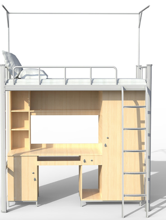Customizable school bed and desk hanging ladder