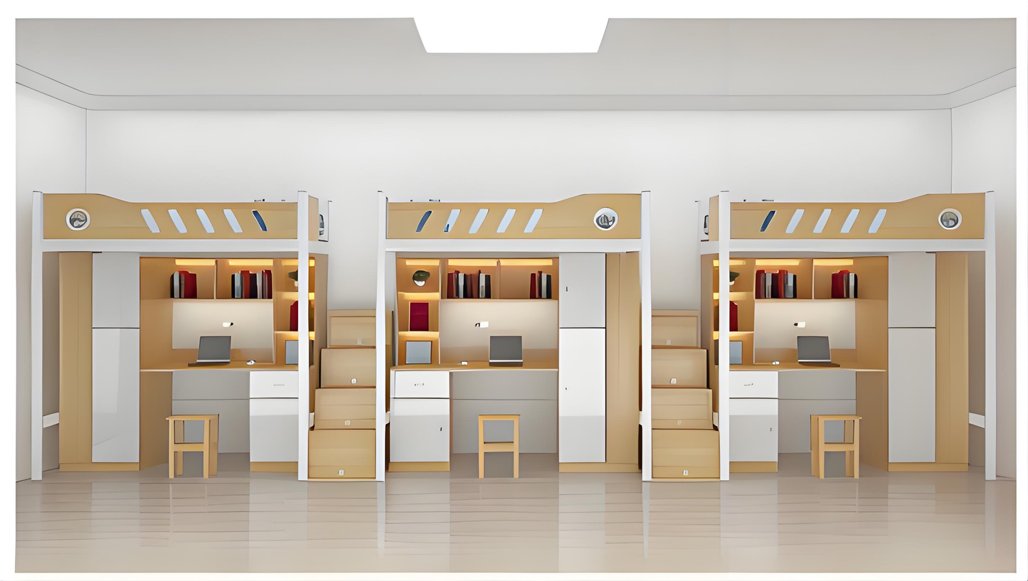 Three-person mid-level apartment with combined beds