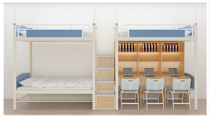 Two-bedroom three-person mid-level apartment bed