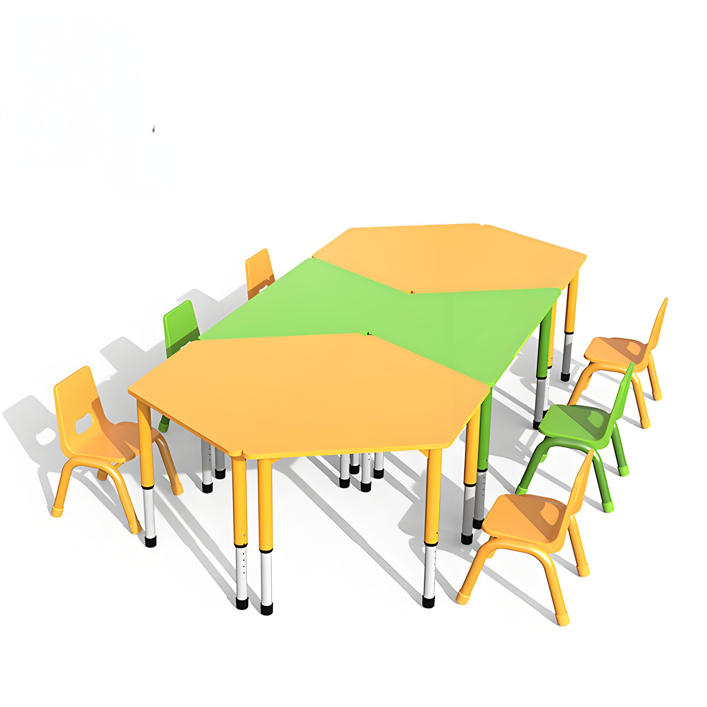 PVC kindergarten tables and chairs petal shape combination desks and chairs