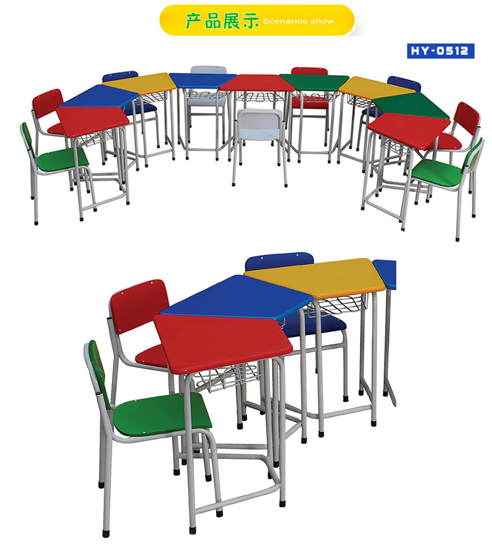 Connectable kindergarten desks and chairs