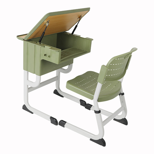 Large capacity flip-top single-person desk and chair