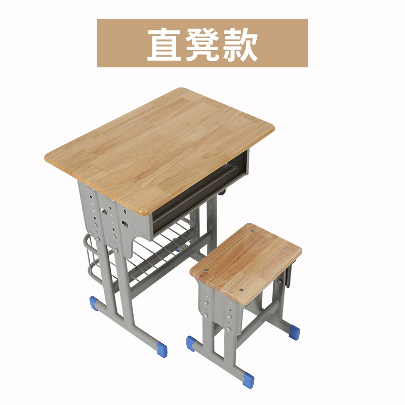 Solid wood desks and chairs can be raised and lowered