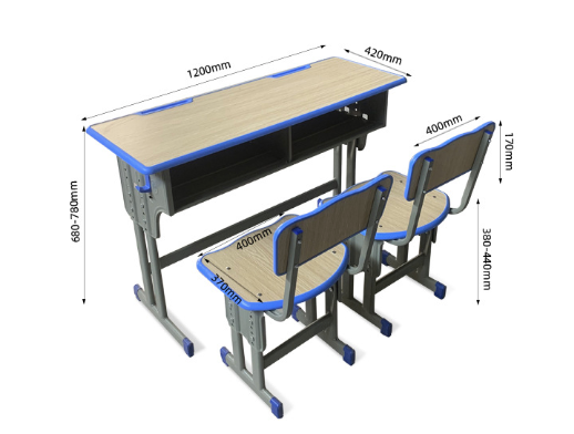 Student double desks and chairs wholesale adjustable school