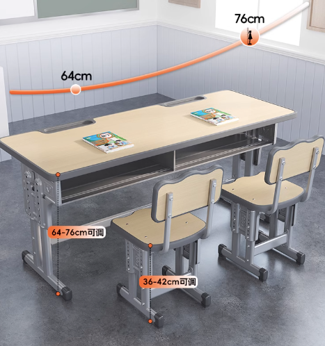 Double Student Desk and Chair Set for Children