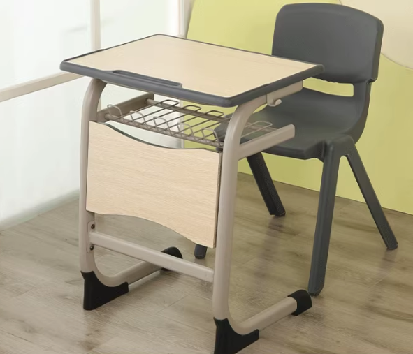 Double desk and chairs for students classroom study table school