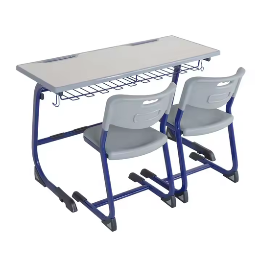 Two-seater student desk and chair set