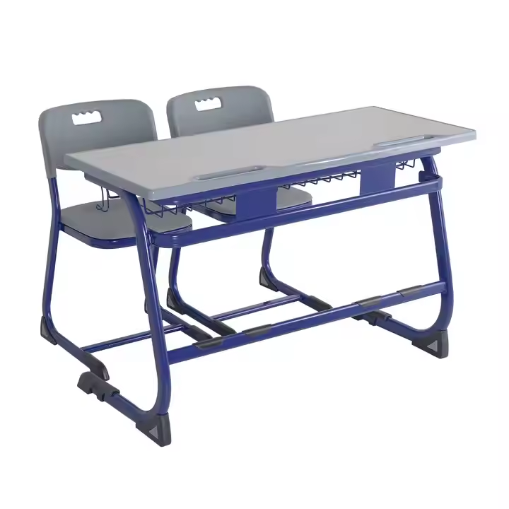 Two-seater student desk and chair set