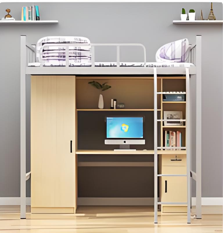 students' upper bed and lower desk combination bed