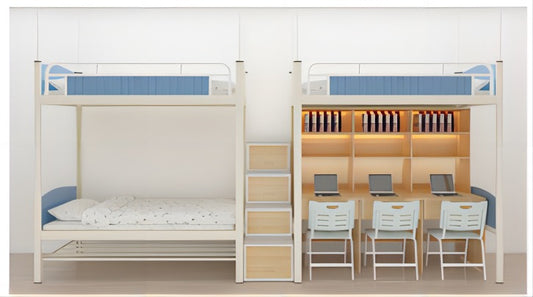 Two-bedroom three-person mid-level apartment bed