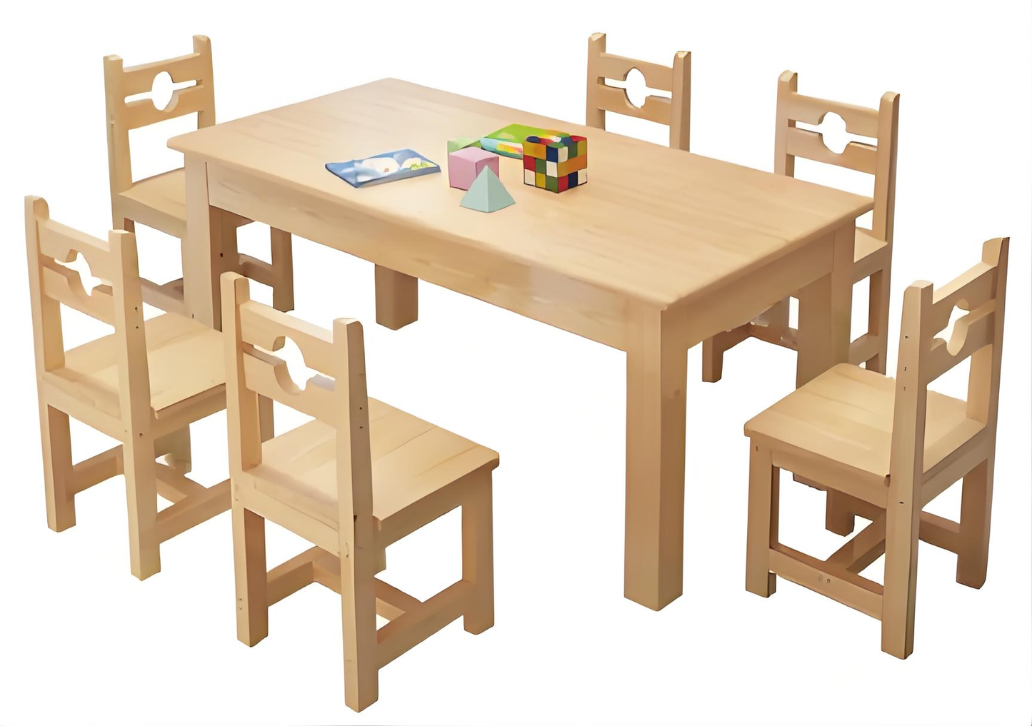 Rubber wood six-person table