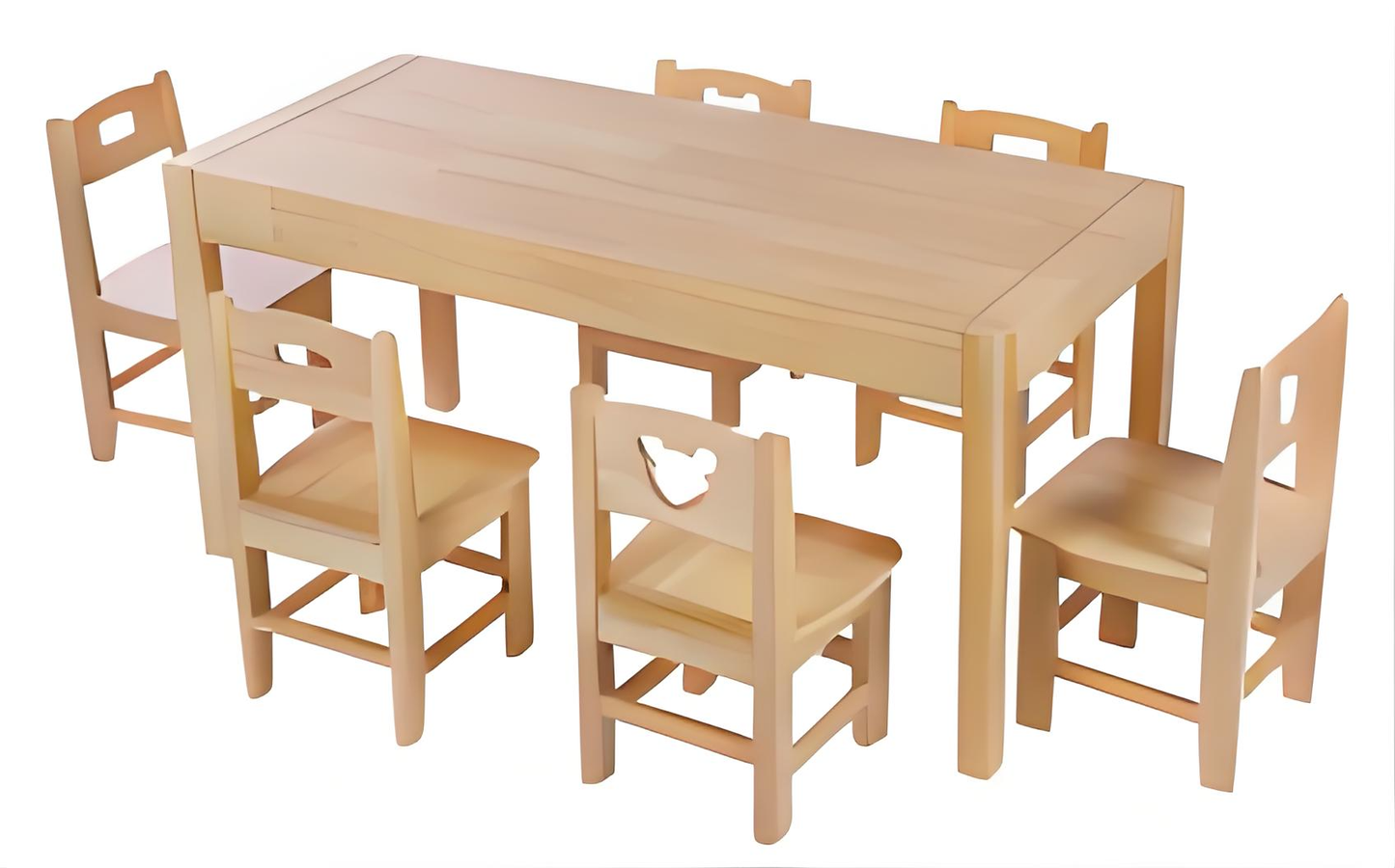 Rubber wood detachable six-person table