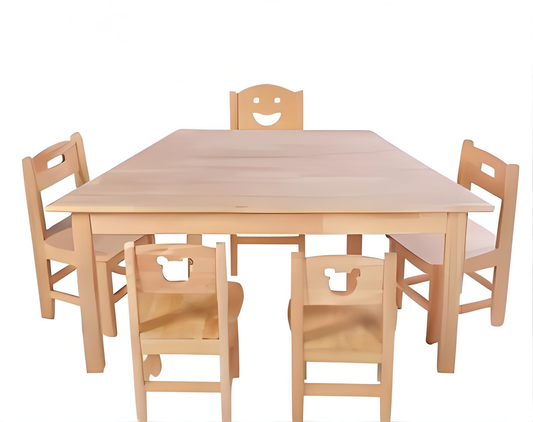 Rubber wood trapezoidal table