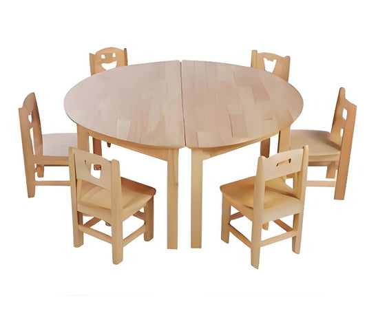 Rubber wood semi-circular table