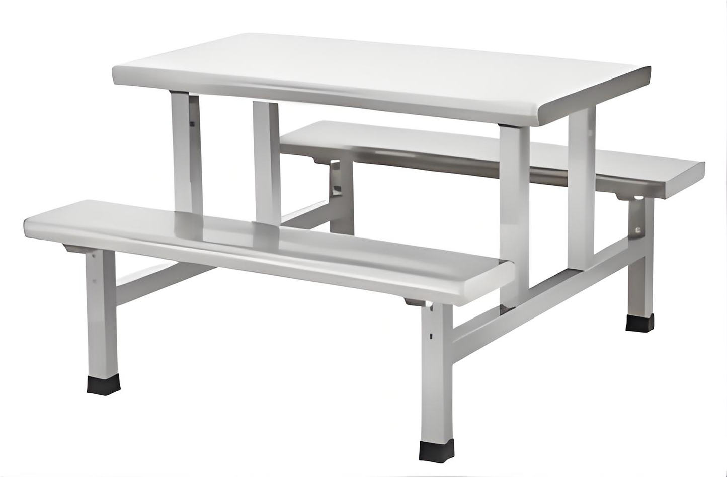 Four-seater stainless steel dining table