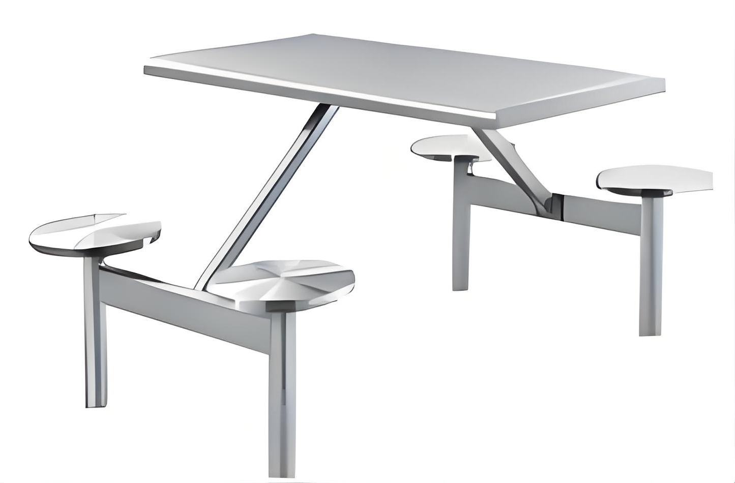 Four-seater stainless steel fixed plate dining table