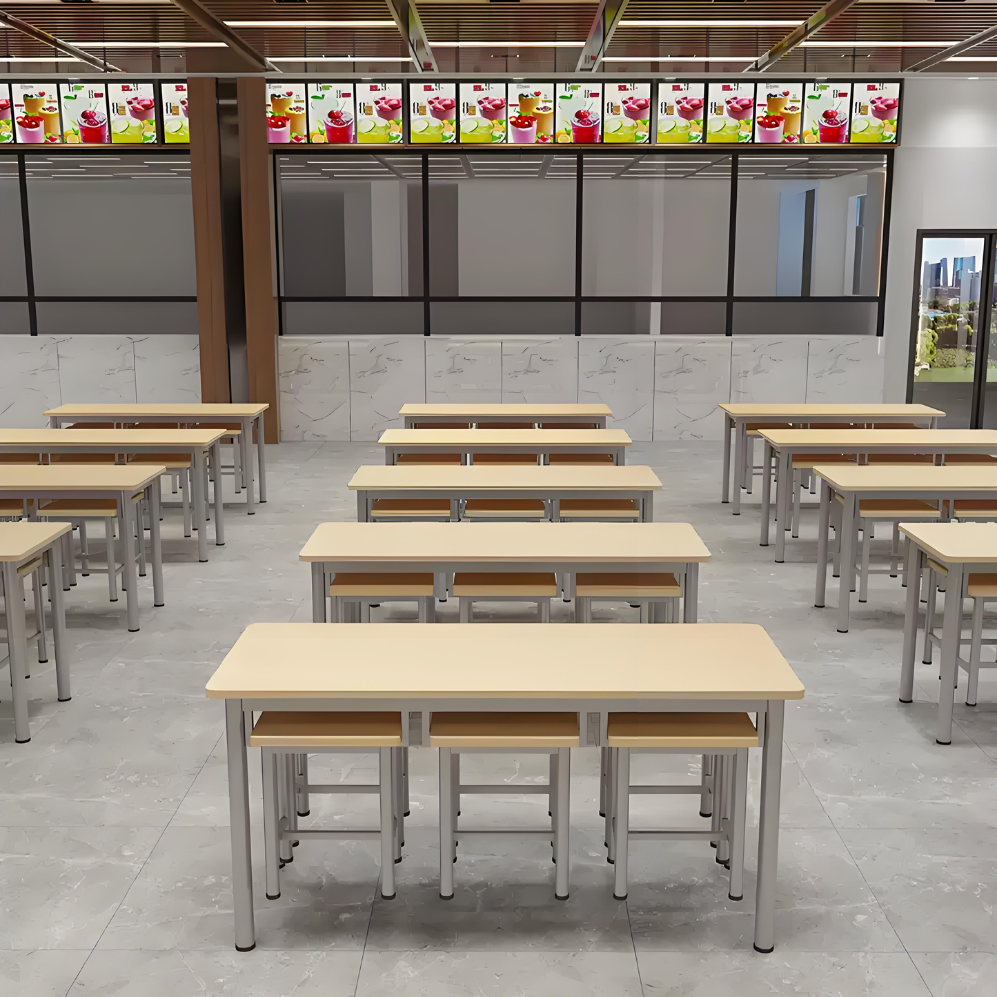 Canteen dining table and chair combination school factory restaurant staff