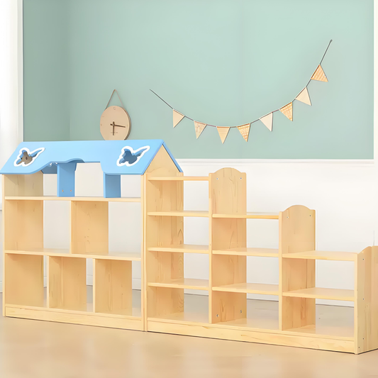 Montessori teaching cabinet, school bag cabinet, bookshelf area corner cabinet combination