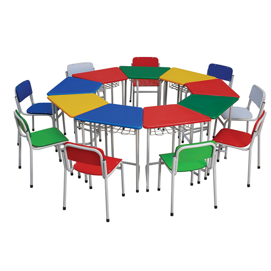 Connectable kindergarten desks and chairs