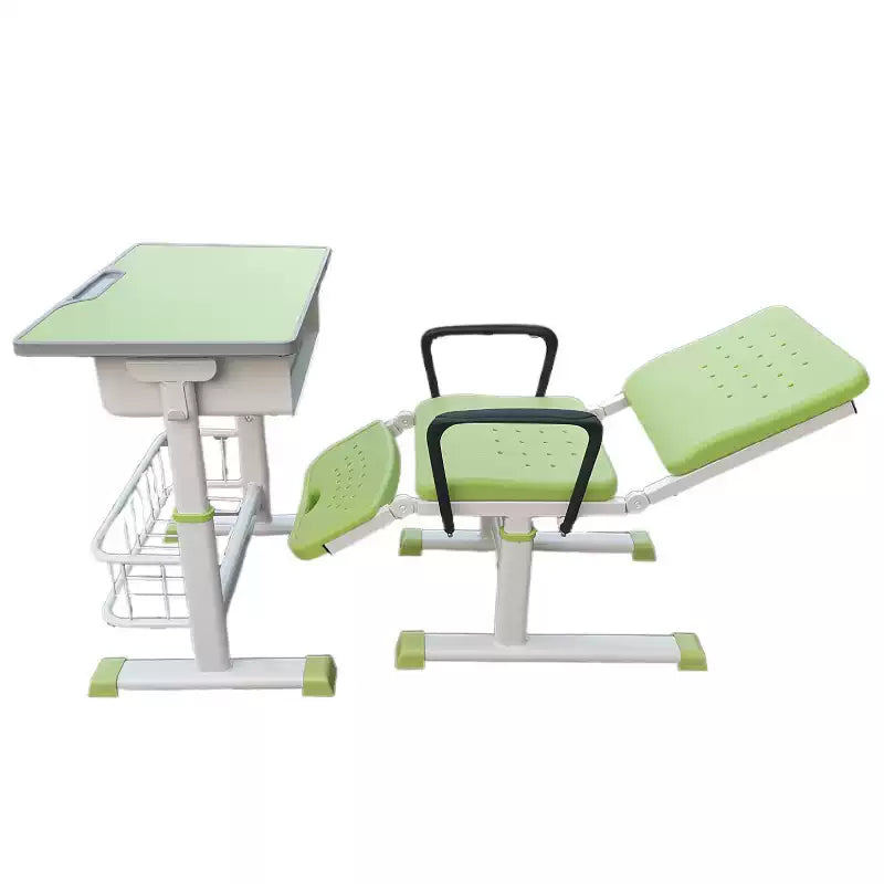 Manual lifting desks and chairs for primary and secondary school students during lunch break